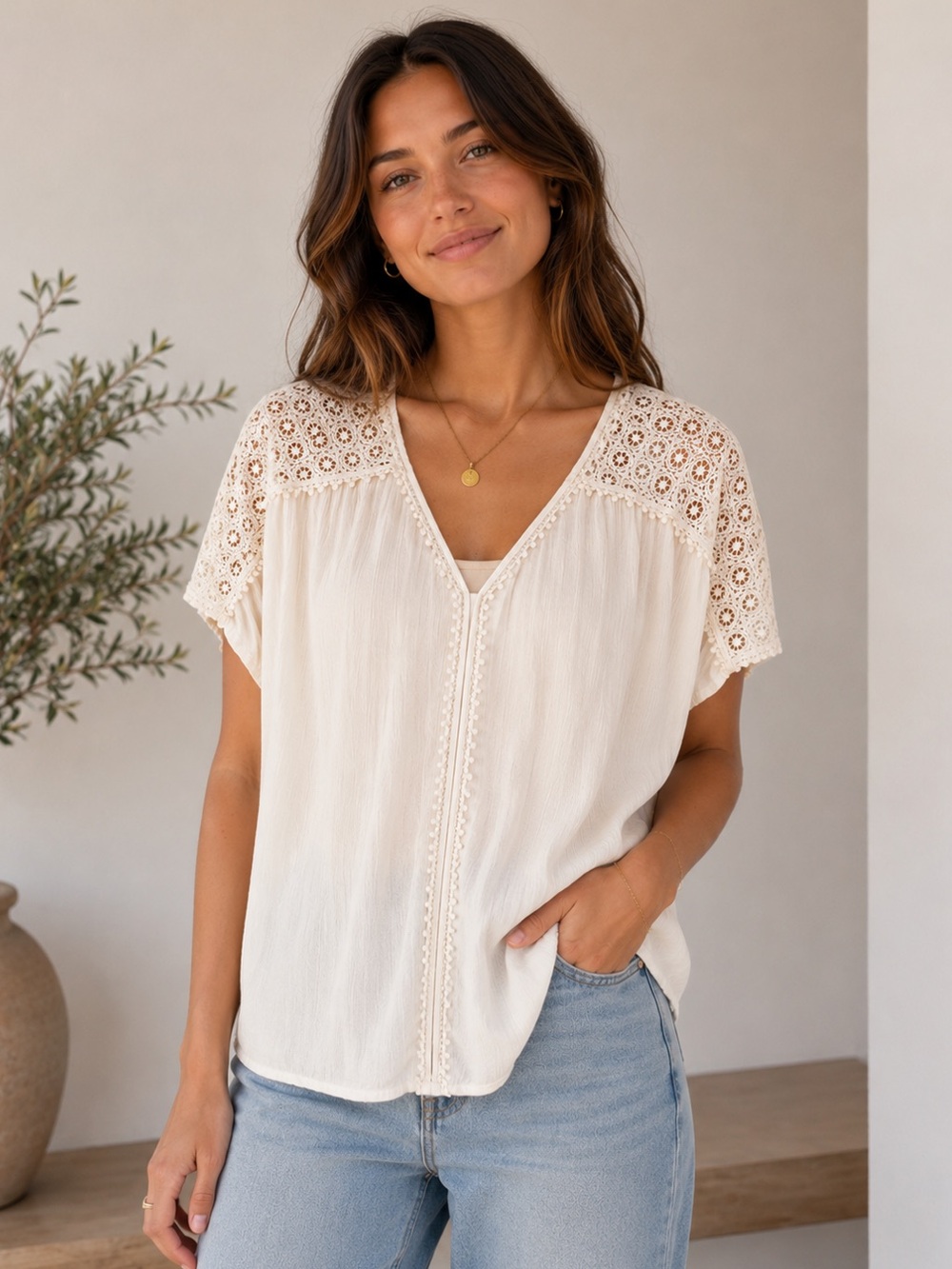 Caslon XL Boho Lace Kimono Ivory Crochet Coastal Festival Romantic